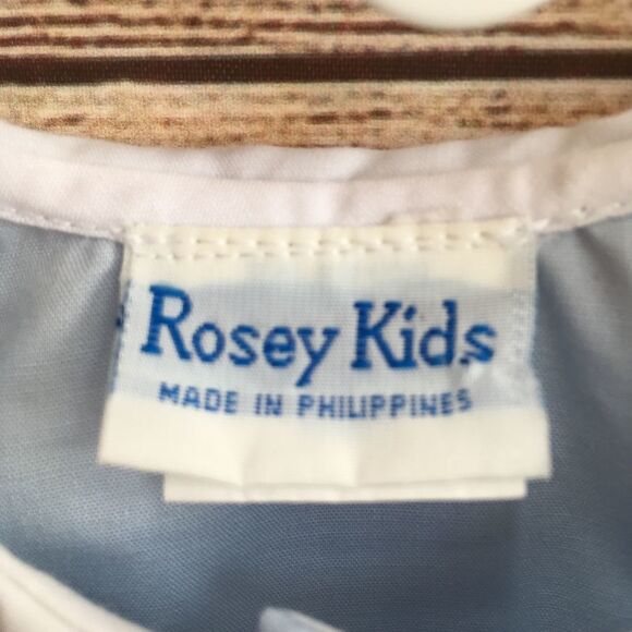 VINTAGE ROSEY KIDS EMBROIDERED ROMPER IN BLUE - Picture 4 of 7